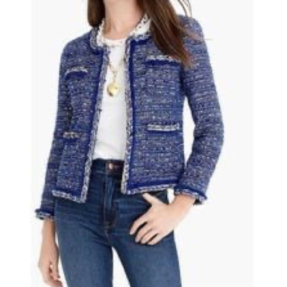 JCrew Lady Jacket in Multicolor Colbalt Tweed